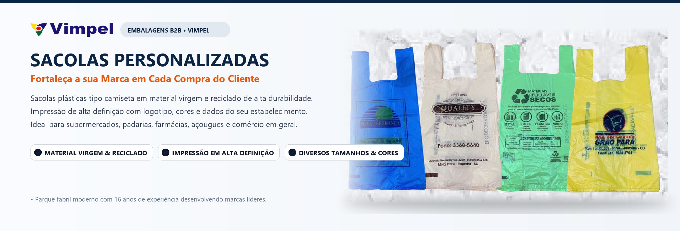 Sacolas Personalizadas Vimpel Embalagens